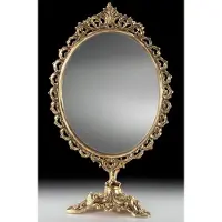 Casa Padrino Luxe Baroque Miroir de maquillage doré 26 x H. 44 cm - Miroir de table en bronze de style baroque fait main - Miroir de courtoisie - Accessoires de décoration baroque - Noble et somptueux