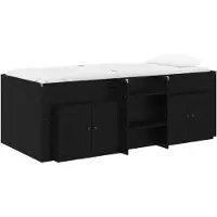 vidaXL Structure de lit style industriel avec armoire, 3 pièces, noire, en bois composite