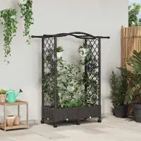 Prolenta Maison Exclusive - Jardinière surélevée avec treillis et toit, couleur marron, 124 x 40 x 129 cm, en polypropylène