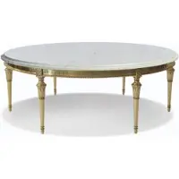 Casa Padrino Table basse baroque de luxe Blanc / Or - Table de salon ronde en bois massif avec plateau en marbre de Carrare - Meubles de salon et d'hôtel baroques - Qualité supérieure - Italy