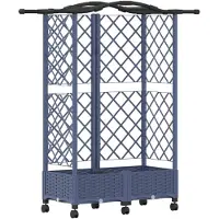 vidaXL Jardinière surélevée avec treillis et toit gris, 124 x 40 x 129 cm, en PP