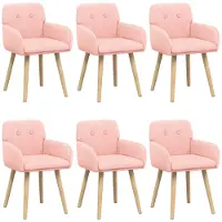 vidaXL Chaises de salle à manger, 6 pièces, tissu bouclé rose, 59 x 56 x 86 cm