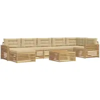 vidaXL Ensemble de canapés d'extérieur avec coussins, 8 pièces, blanc et beige