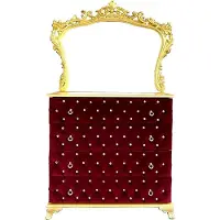 Casa Padrino Commode de chambre à coucher baroque avec pierres scintillantes et élégant miroir mural rouge Boardeaux / or - Meubles de chambre à coucher de style baroque