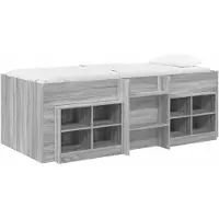 Syfax Cadre de lit en loft avec armoire avec étagère 3 pc Sonoma gris