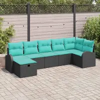 Prolenta Maison Exclusive - Ensemble de canapé de jardin, 7 pièces, en résine tressée noire
