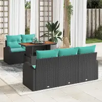 Prolenta Maison Exclusive - Ensemble de salon de jardin, 6 pièces, en résine tressée noire