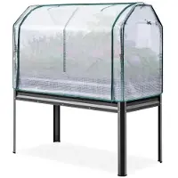 StarTech.com Bordure de jardin surélevée en métal, avec mini-serre en polyéthylène. Couvercle étanche. Idéale pour le jardin et le balcon. Dimensions : 120 x 60 x 140 cm. Couleur : noir