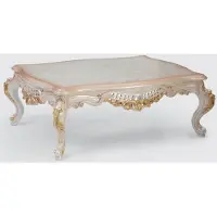 Casa Padrino Luxe Table de salon baroque Crème / Or 140 x 90 x H. 55 cm - Table basse noble en bois massif de style baroque - Meubles de salon baroques
