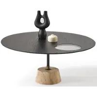 AEA Table basse moderne en bois, noire, neuve, confortable, ronde et pratique, idéale pour le salon