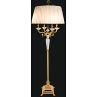 Casa Padrino Luxe Baroque Lampadaire Or / Blanc Ø 65 x H. 185 cm - Lampadaire élégant de style baroque avec verre en cristal noble - Meubles de style baroque