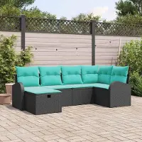 Prolenta Maison Exclusive - Ensemble de canapé de jardin, 6 places, en résine tressée noire