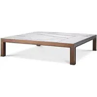 Casa Padrino Luxe Table basse couleur laiton antique / blanc / lilas 119 x 119 x H. 29 cm - Table de salon moderne en acier inoxydable avec plateau en marbre - Meubles de salon