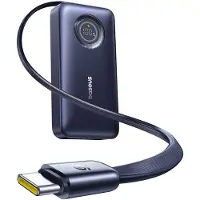 Baseus Powerbank EnerCore CR11 10 000 mAh, 45 W, câble USB-C rétractable, noir, compact