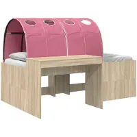 vidaXL Lit avec tunnel, 3 pièces, en bois stratifié chêne artisanal et rose