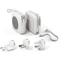 EPICO Travel UltraPack 3-en-1 : batterie externe magnétique sans fil portable et chargeur mural 10 000 mAh, blanc