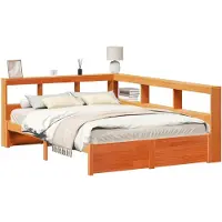 vidaXL Lit Bibliothèque avec stockage 2 pcs Cire marron 200 x 140 cm