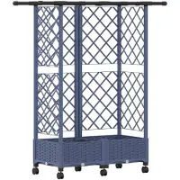 vidaXL Jardinière surélevée avec treillis et toit gris, 124 x 40 x 127 cm, en polypropylène