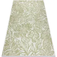 Rugsx Tapis SIZAL SION Feuilles, tropical 22128 tissé à plat ecru / vert 180x270 cm