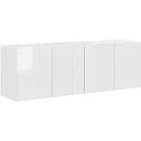 vidaXL : Meuble mural pour télévision, 2 pièces, blanc brillant, fabriqué en bois composite