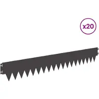 vidaXL Bordure de jardin, 20 pièces, 103 x 15 cm, acier, noir