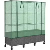 vidaXL Jardinière avec couvercle de serre et roulettes, lot de 3, PP