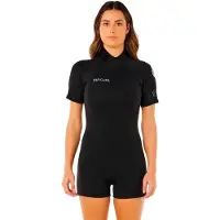 Rip Curl Trad 2/2 Mm Spring Fl Woman Short Sleeve Back Zip Shorty Noir 10 Femme