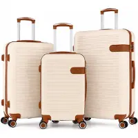 ROYAL SWISS Ensemble de valises , composé de 3 valises en ABS : une valise cabine, une valise de taille moyenne et une grande valise de voyage. Ensemble de bagages légers avec cadenas à combinaison