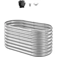 Vevor Potager Surélevé Métal 120x60x60 cm Carré Potager Surélevé Galvanisé Lit de Jardin Ovale Bac de Jardinage Fond Ouvert pour Culture de Légumes Fleurs Herbes Aromatiques Plantes Grasses