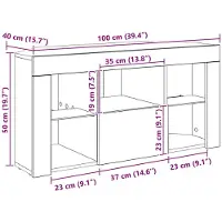 vidaXL Meuble TV d'angle LED, 100 x 40 x 50 cm, blanc brillant