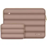 Tech-Protect Puffy Laptop Sleeve 13-14" with accessory pouch - Brown (14", Apple), Sac pour notebook, Marron