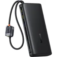 Baseus Batterie externe avec écran numérique et double câble USB-C intégré, 25000 mAh, 145W, noire