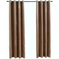 vidaXL Rideaux occultants avec anneaux 2 pcs Velours Beige 140x225 cm