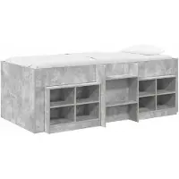 vidaXL Structure de lit style industriel avec armoire, 3 pièces, gris béton, panneaux de particules