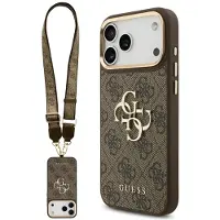 GUESS 4g Big 4g Classic Logo Metal Buttons Iphone 17 Pro Max Phone Case Marron