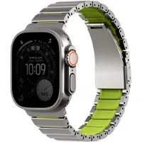 Uniq Strova Flex Strap for Apple Watch 44/45/46/49mm Silver Lime (44 mm, 45 mm, 46 mm, 49 mm, Acier inoxydable, Silicone, Titane), Sangles de montre, Vert, Argent
