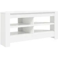 vidaXL Meuble TV d'angle , 102 x 40,5 x 45 cm, blanc, fabriqué en panneaux de particules