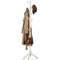 Relaxdays , porte-manteau, 8 crochets, portant à vêtements modulaire, jusqu'à 175 cm de hauteur, idéal pour l'entrée et le bureau, en bois de pin, blanc