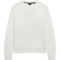 Superdry pour femme. W2012635A Sweat Script Brand Loose blanc cassé (XXS), Casuel, Coton, Manche longue