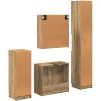vidaXL Ensemble de meubles de salle de bain , 4 pièces, finition chêne artisanal, dimensions : 64,5 x 33,5 x 59 cm
