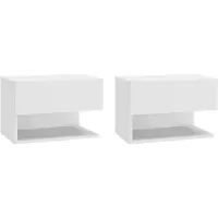 vidaXL Tables de chevet murales 2 pcs Blanc
