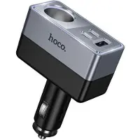 Hoco Chargeur de voiture : 1 port USB-A + 2 ports USB-C + 1 prise allume-cigare, PD/QC3.0, puissance max. 165 W/24 V, Z65A, noir