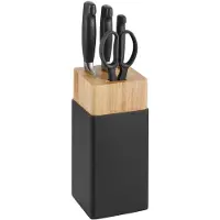 Zwilling Ensemble de couteaux Four Star, 5 pièces – Bloc en bois et caoutchouc, couleur noire – Couteaux de cuisine FRIODUR, trempés au froid, incluant des ciseaux universels