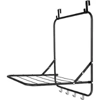 Relaxdays , étendoir à linge pour porte, à suspendre, longueur de séchage de 2,4 mètres, pliable, avec 4 crochets, en acier, séchoir à linge à suspendre, couleur noire