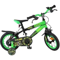 Volare Vélo pour enfants Strike - Garçons - 12 pouces - Noir vert - Deux freins à main
