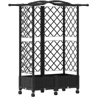 vidaXL Jardinière surélevée avec treillis et toit, noire, 124 x 40 x 129 cm, en PP