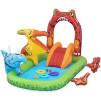 Bestway Aire de jeux aquatiques et pataugeoire gonflable Jurassic Splash pour enfants 2,41 m x 1,40 m x 1,3