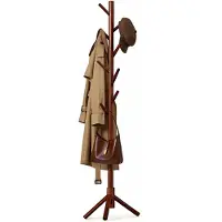 Relaxdays , porte-manteau, 8 crochets, portant à vêtements modulaire, jusqu'à 175 cm de hauteur, idéal pour l'entrée et le bureau, en bois de pin, couleur marron foncé