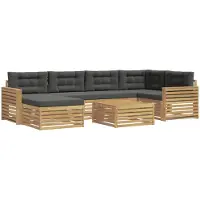 vidaXL Ensemble de salon de jardin 7 pièces, blanc et anthracite