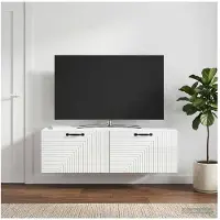 vidaXL Meuble TV mural blanc brillant 98 x 41 x 30 cm